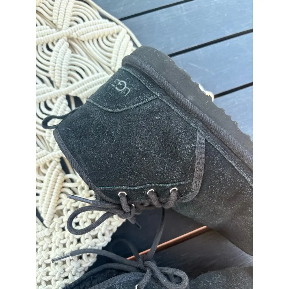 Ugg Kids Neumel II Black Chukka Ankle Boots Size 4 Suede Leather Winter Booties